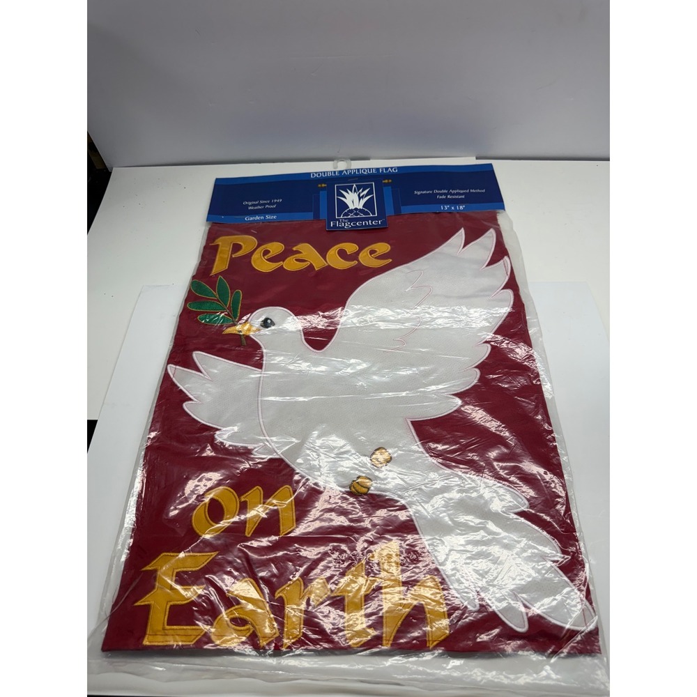The Flagcenter Peace on Earth Garden Flag 13x18 Double Applique Dove Red New